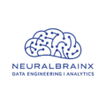 A logo that have a brain and nodes. It is in blue colour. It says NEURALBRAINX and DATA ENGINEERING|ANALYTICS